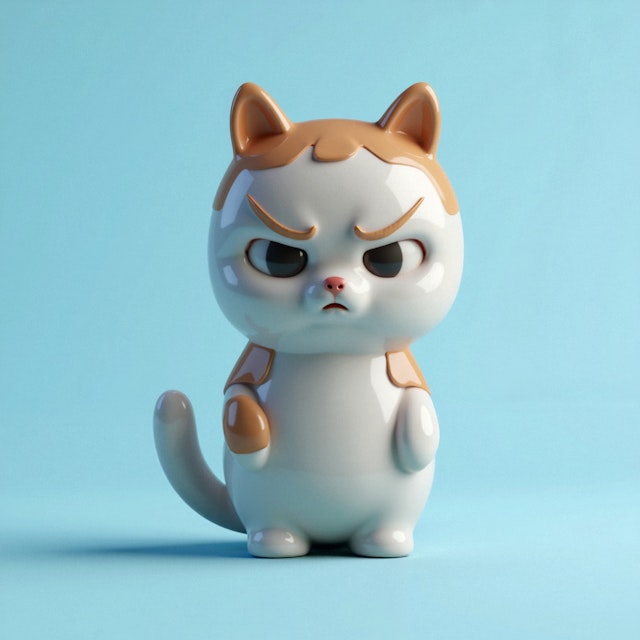 Grumpy Ceramic Cat