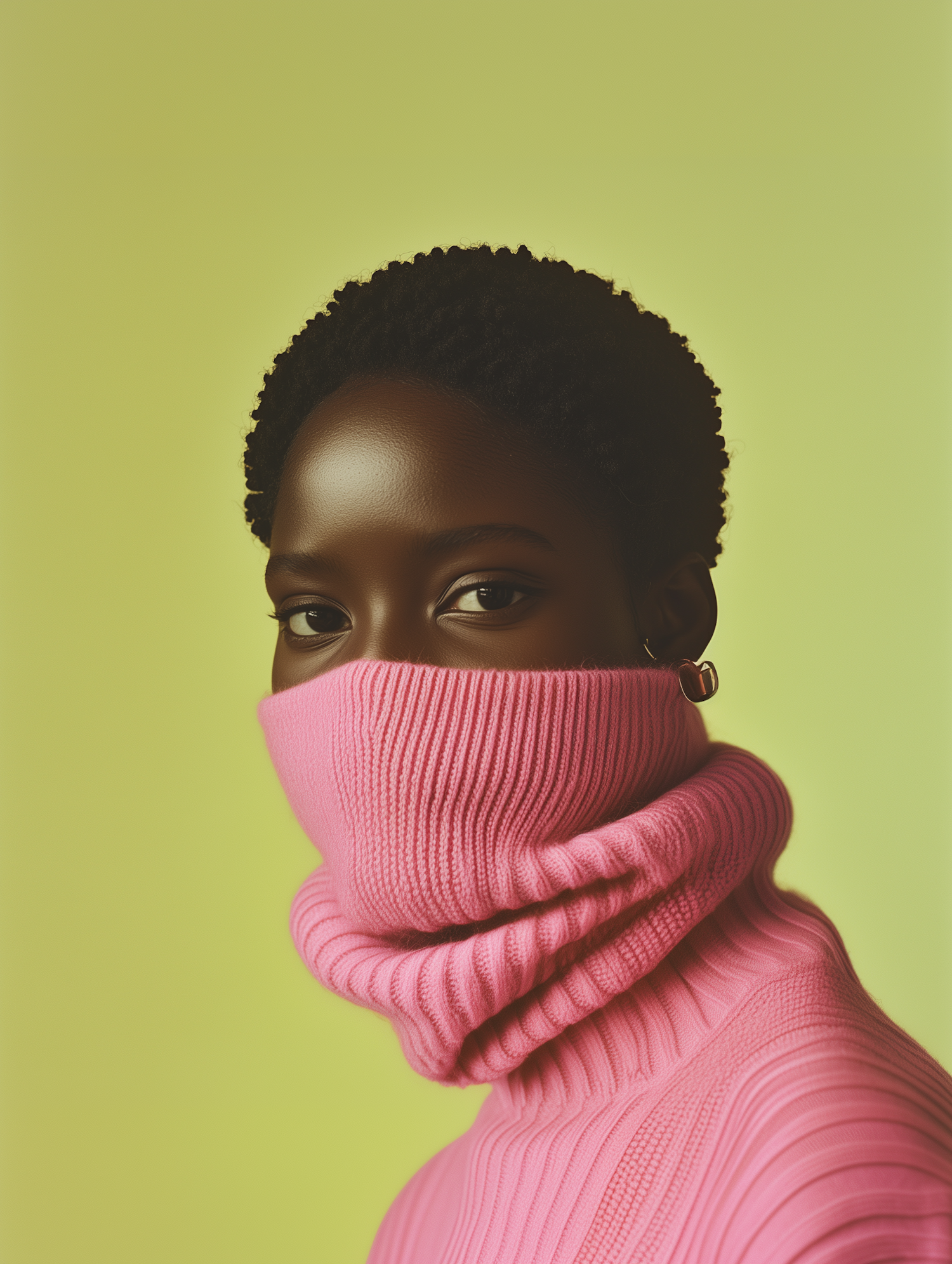 Striking Appearance with Pink Turtleneck