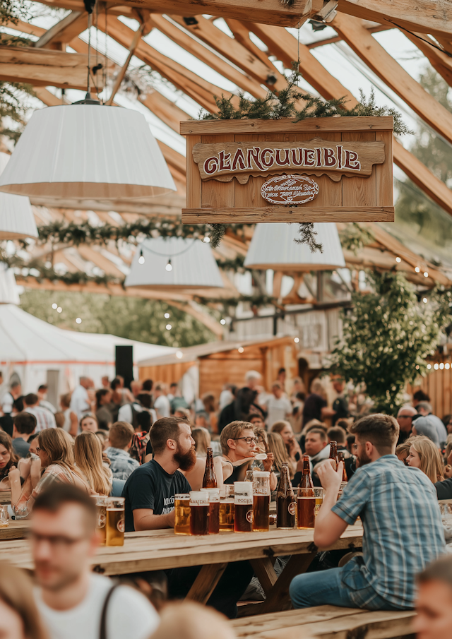 Lively Beer Garden Scene