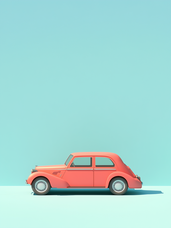 Vintage Car With Teal Background