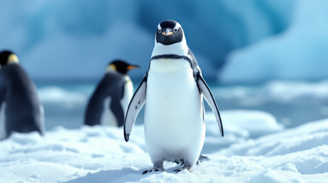 Penguin in Snowy Habitat