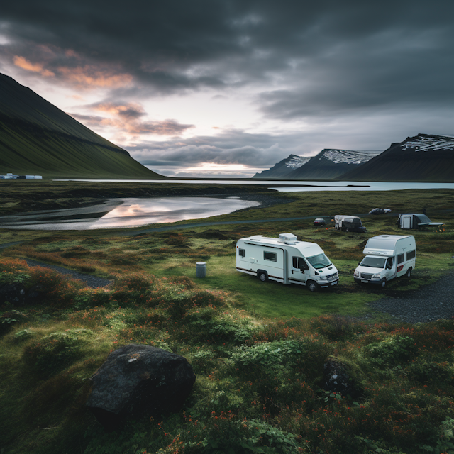 Tranquil Wilderness Retreat with RVs at Dawn