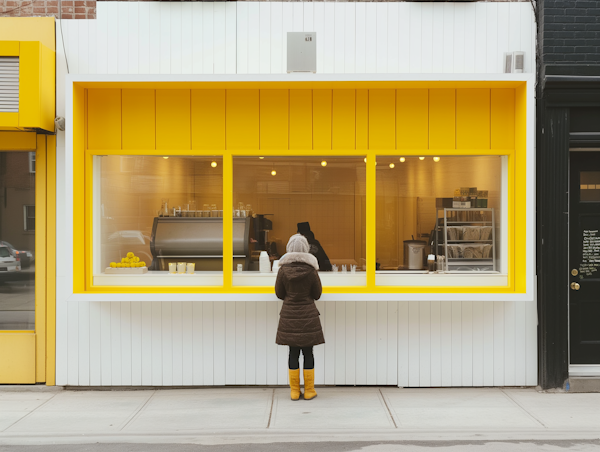 Curious Onlooker at a Yellow-White Cafe