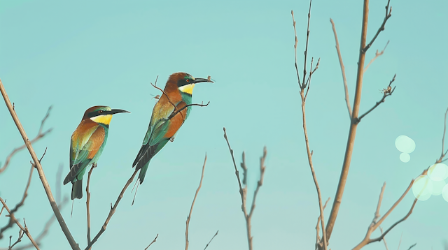 European Bee-Eaters on Branches