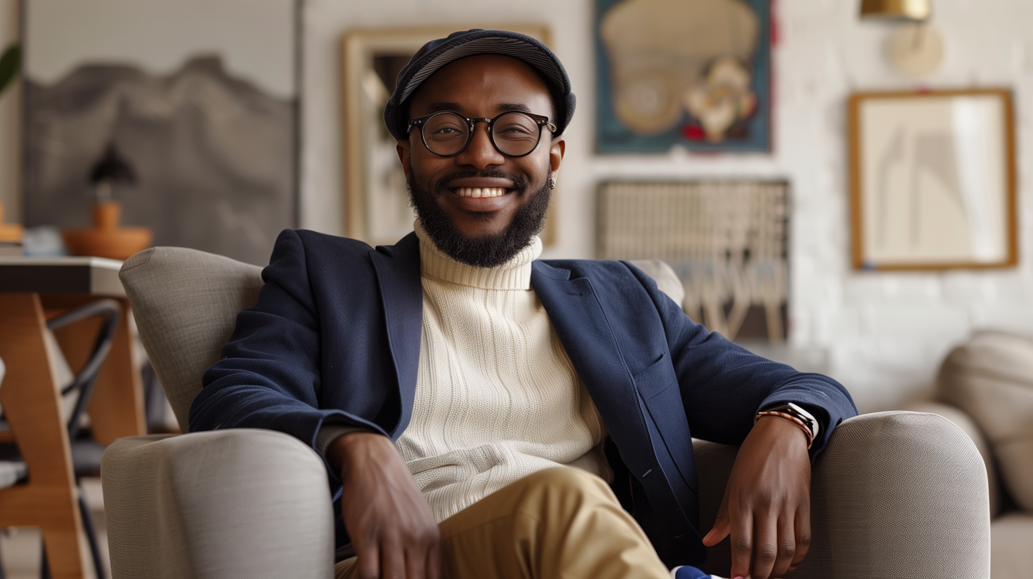 Stylish Man in Decorated Living Room