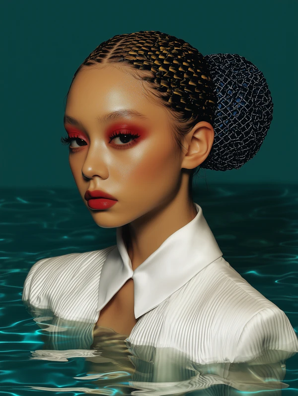 Striking Portrait with Braided Hairstyle