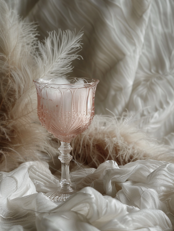 Elegant Glass with Feathers