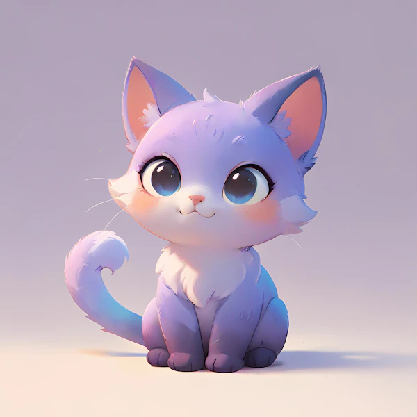 Whimsical Cartoon Kitten