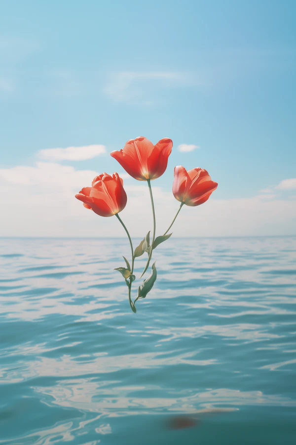 Floating Red Tulips