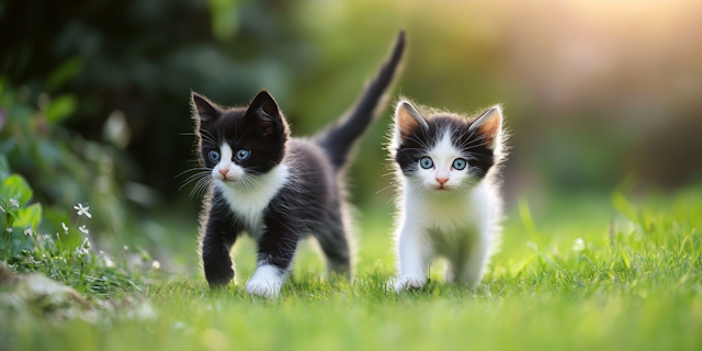 Playful Kittens on Lawn