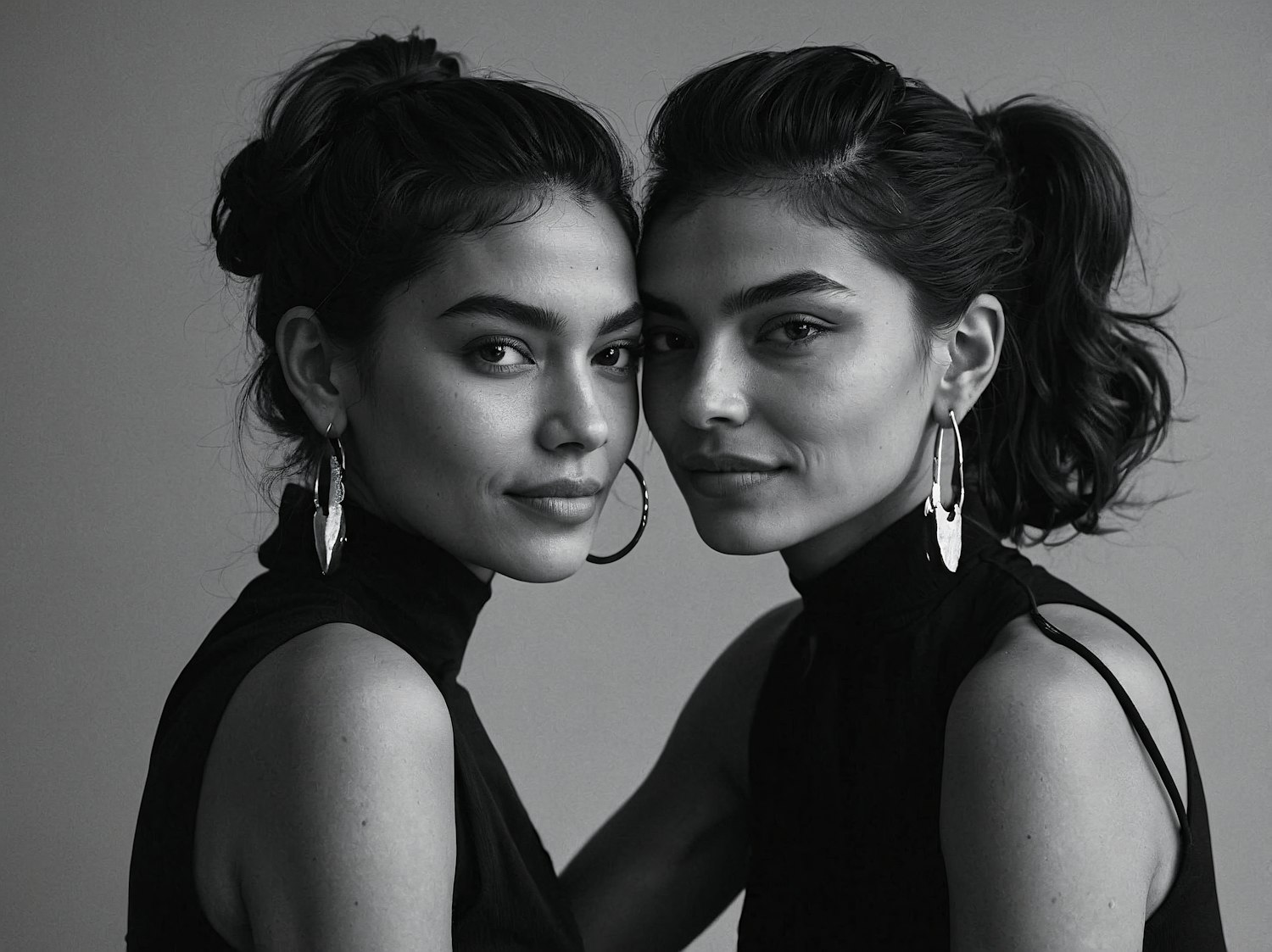 Twin Women in Black and White