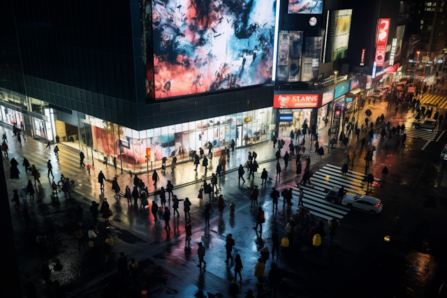 Neon Pulse: Urban Intersection at Night