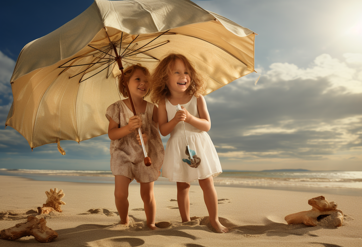 Serene Playtime under the Golden Umbrella