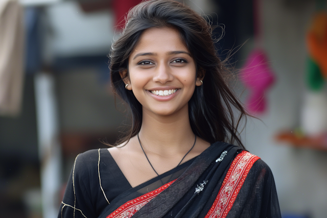 Elegant Woman in Traditional Saree