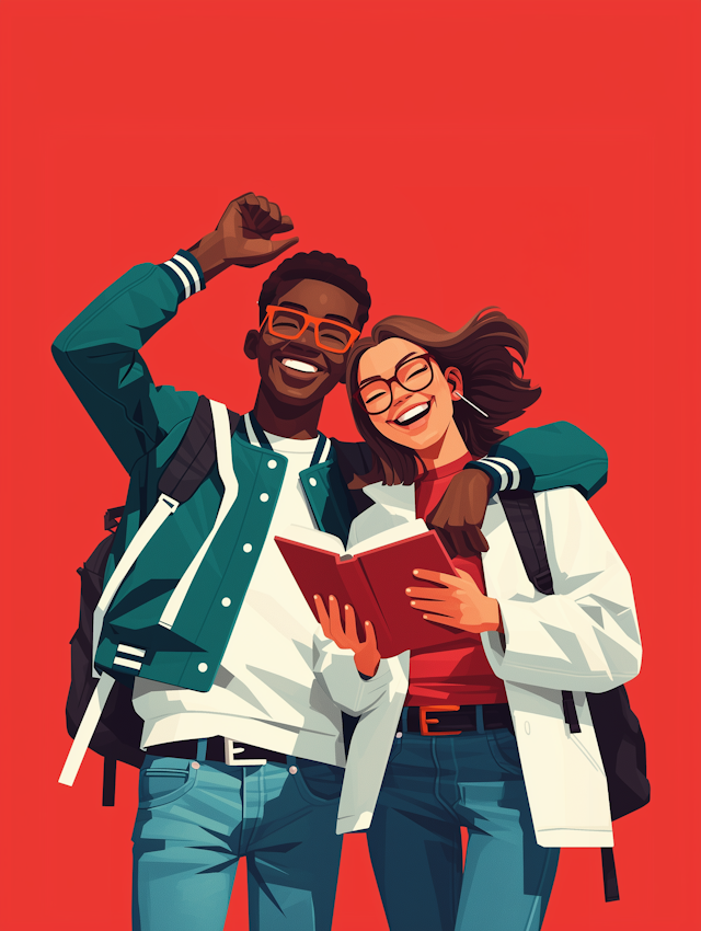 Joyful Young Couple Illustration