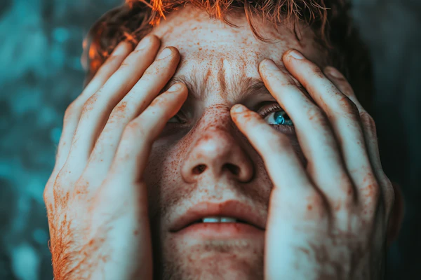 Distressed Freckled Man