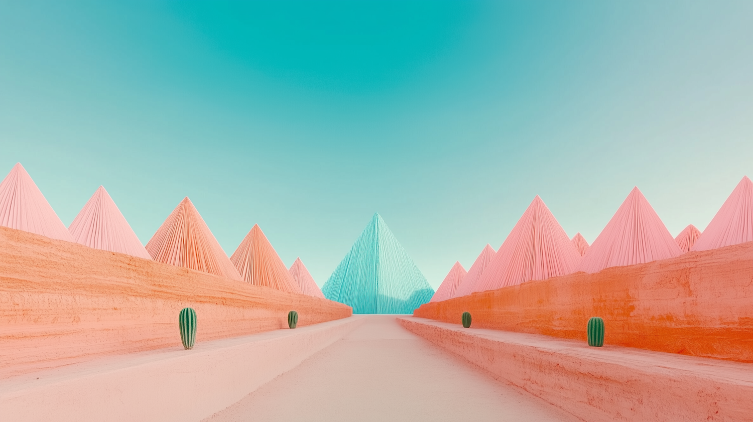 Surreal Geometric Mountain Landscape