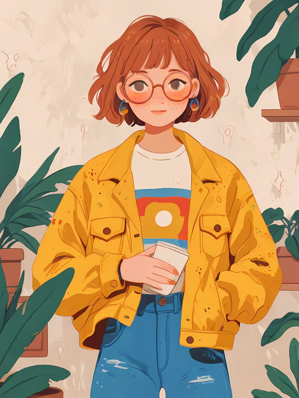 Young Woman with Glasses and Yellow Jacket