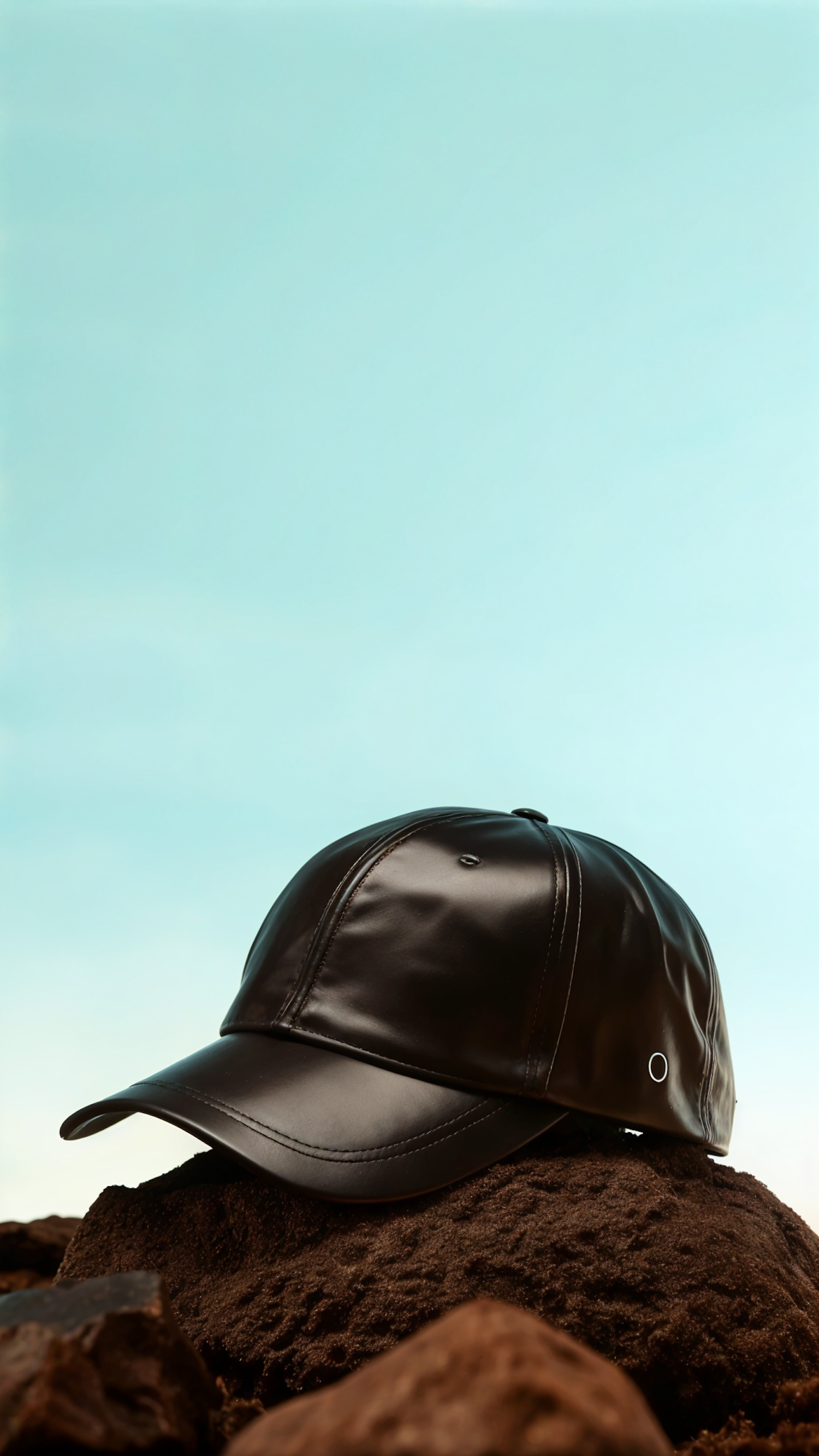 Sleek Black Leather Baseball Cap