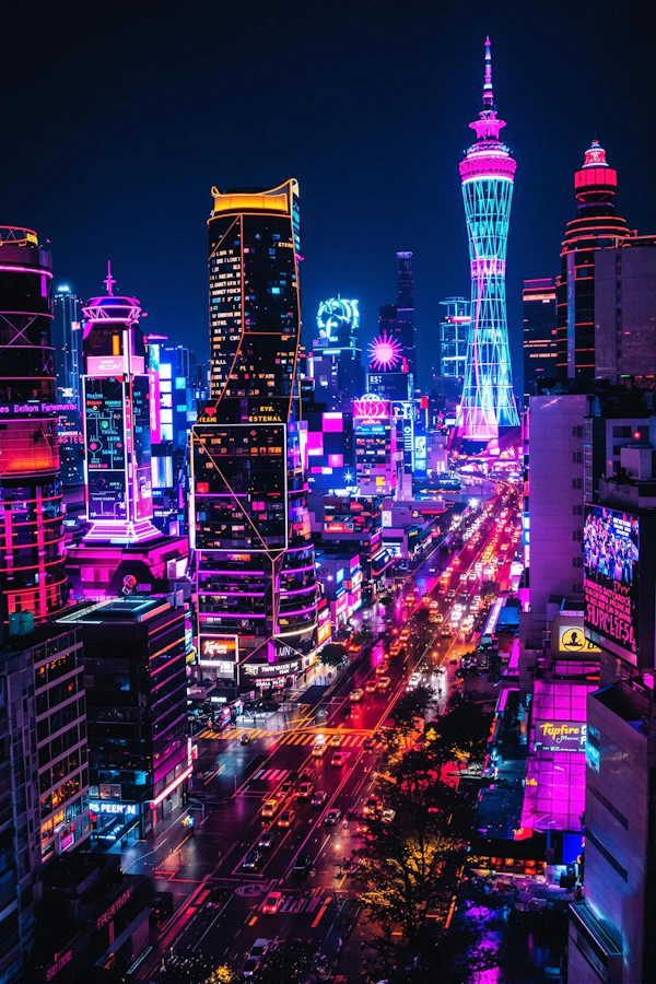 Neon Cityscape Night