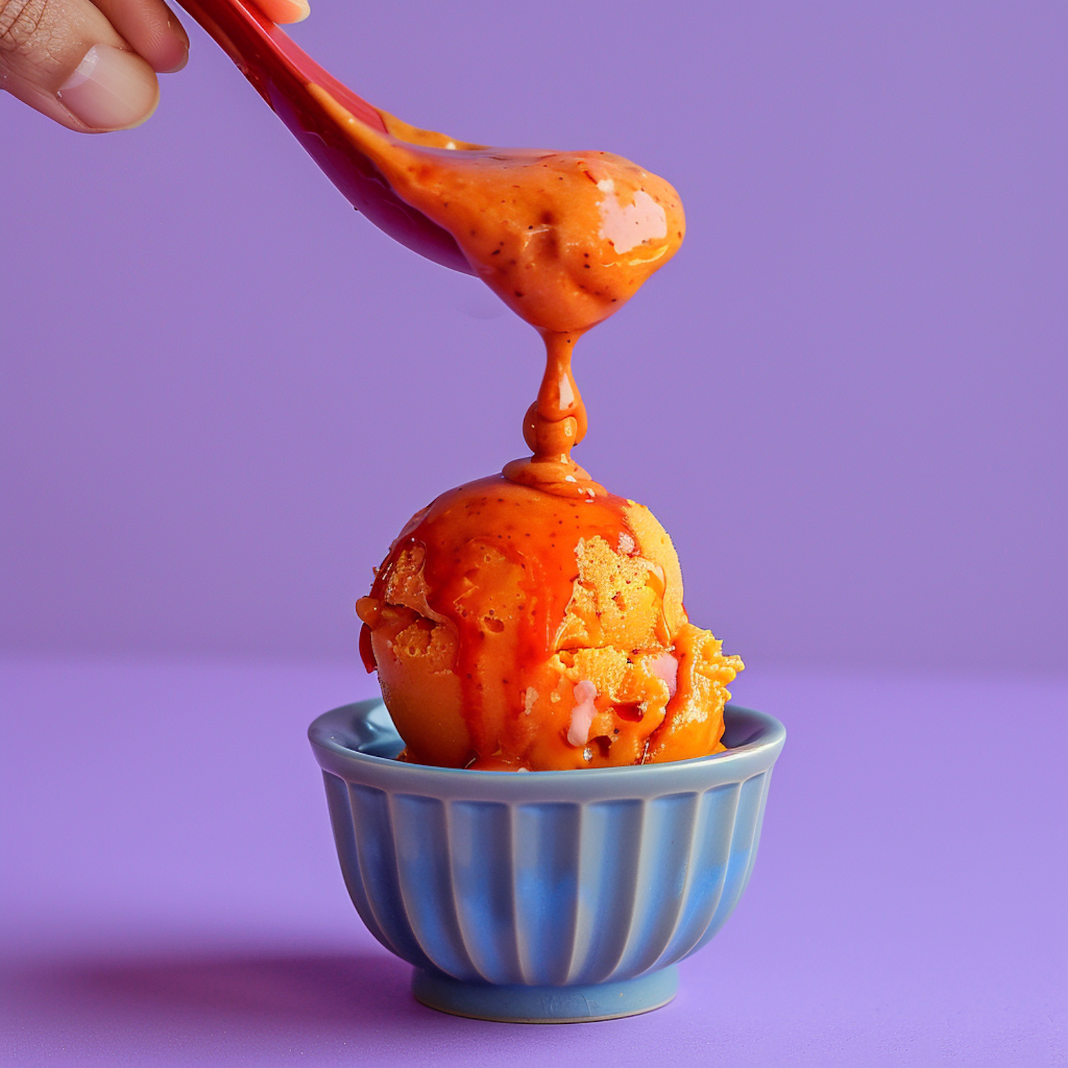 Vibrant Orange Ice Cream with Mango Sauce