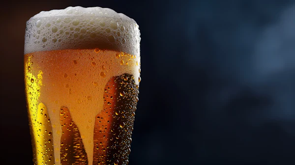 Chilled Glass of Beer Close-Up