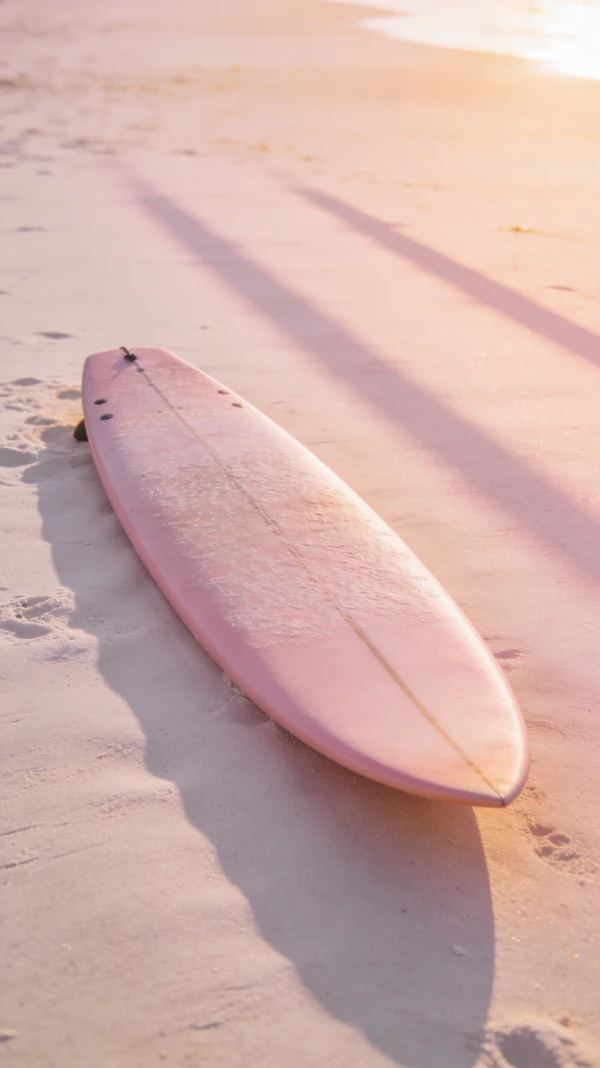 Pink Surfboard at Sunset
