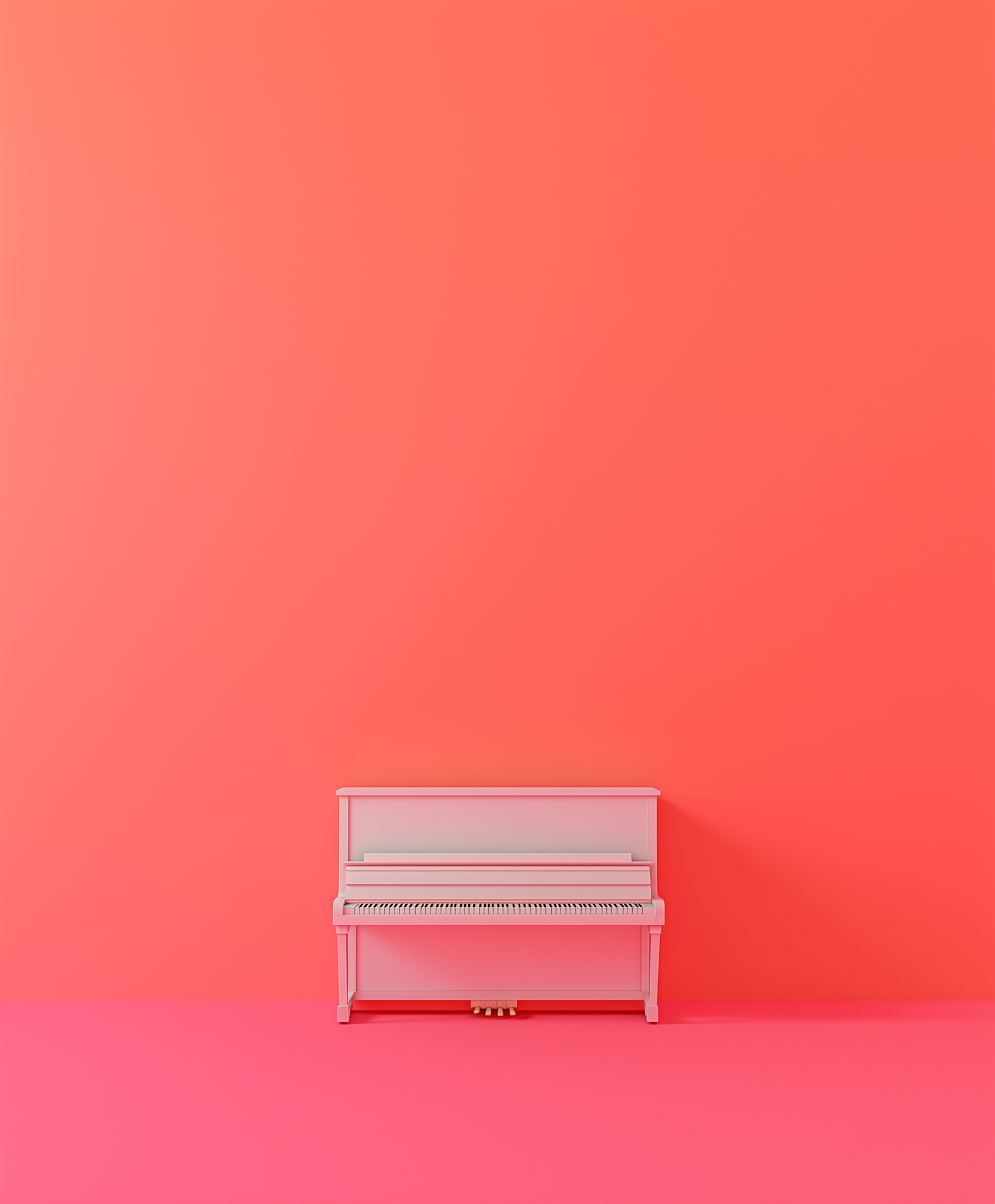 Pink Piano in Monochromatic Setting