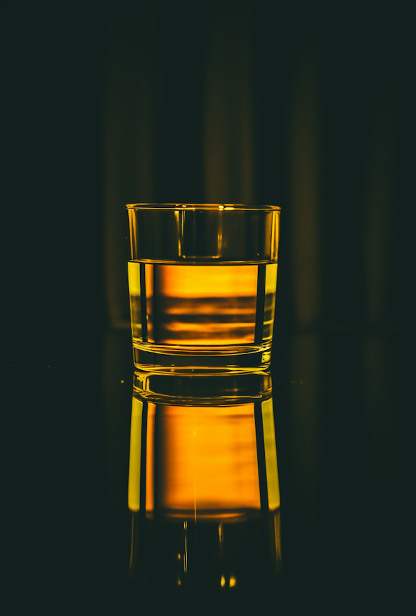 Solitary Reflection: Whiskey in Glass