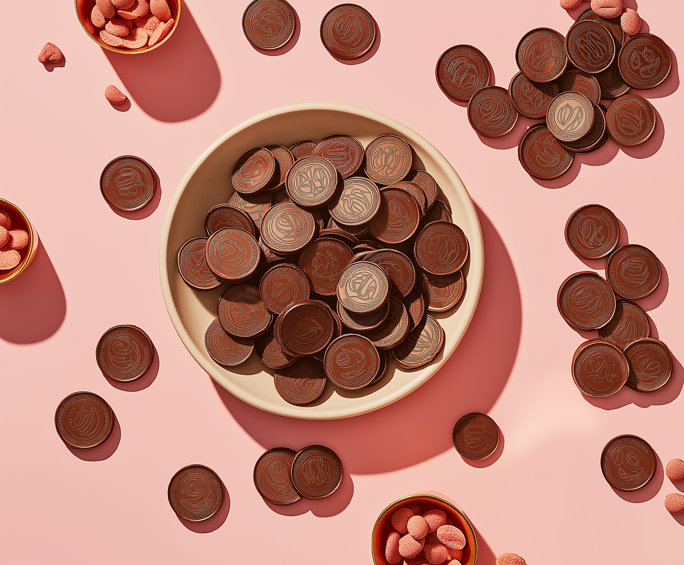 Chocolate Coins and Candies Arrangement Photo on Lummi