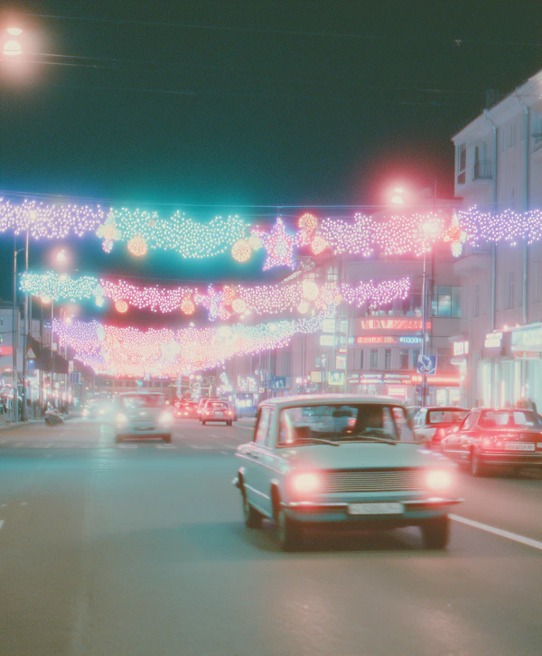 Vibrant Night Street Scene
