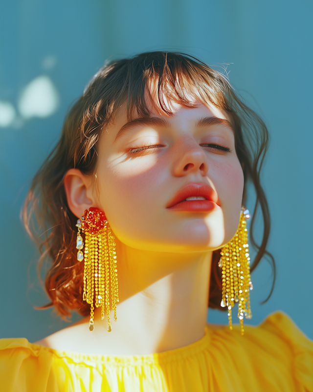 Serene Woman with Ornate Earrings