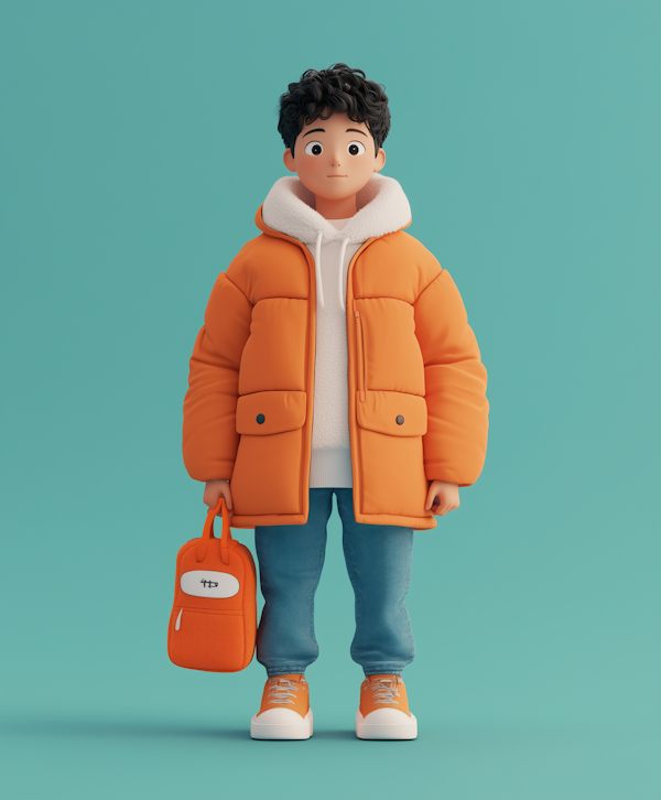 Stylized Young Male Character in Winter Attire