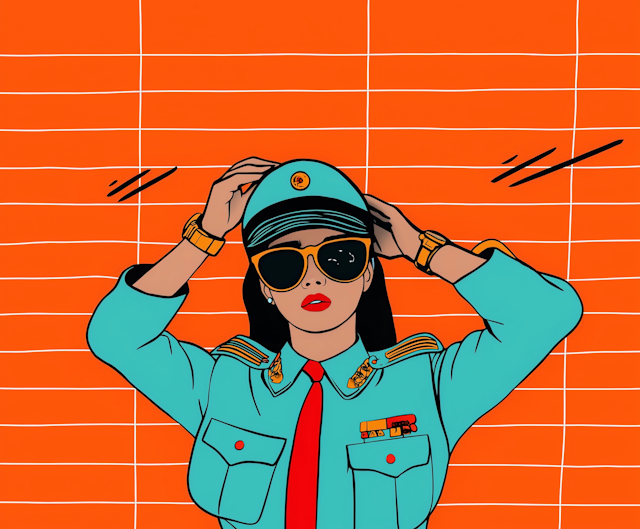 Stylized Illustration of a Female Character in Uniform