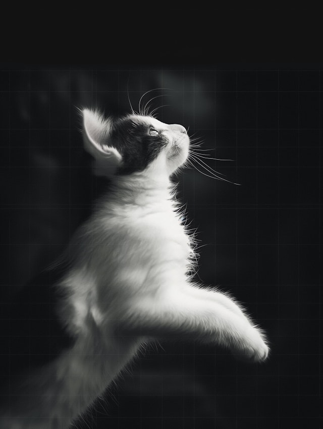 Playful Kitten in Black and White