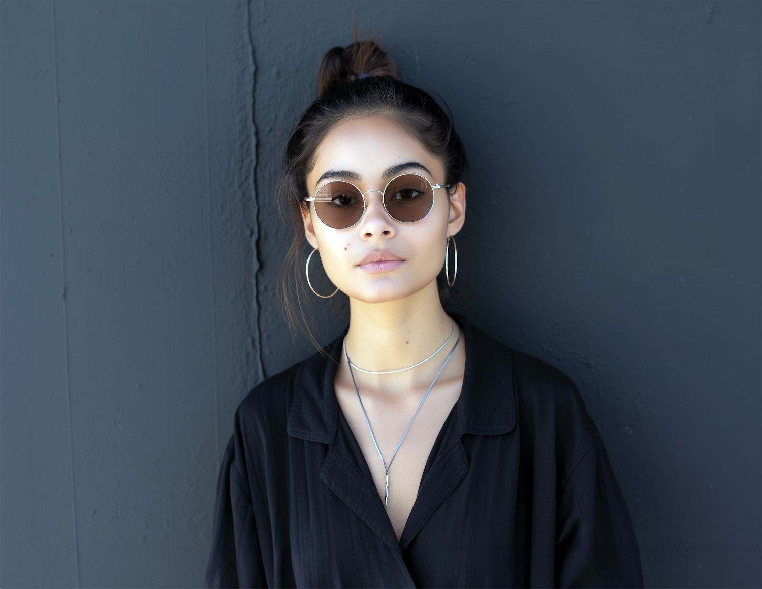 Young Woman with Reflective Sunglasses