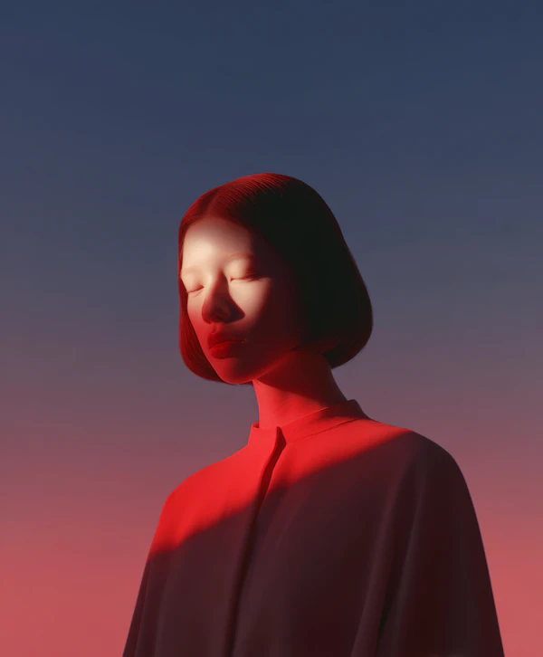 Serene Red Portrait