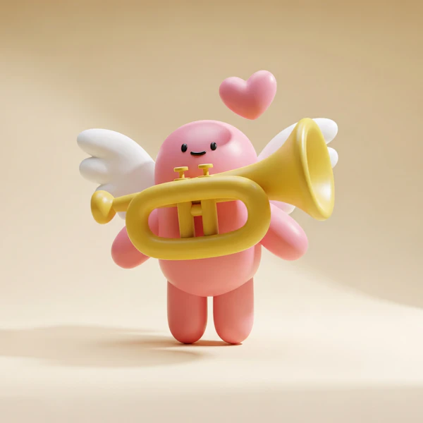 Cheerful Pink Character