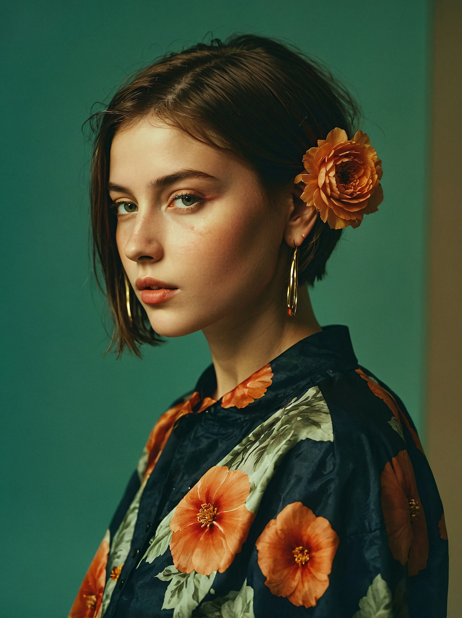 Portrait of a Young Woman with Flower