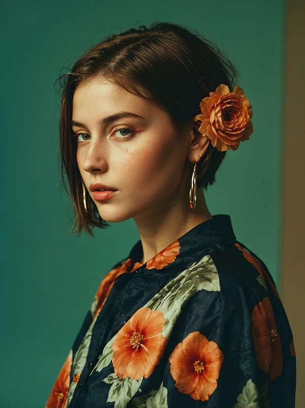 Portrait of a Young Woman with Flower