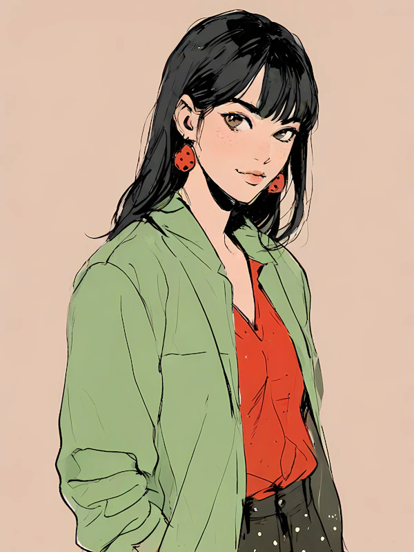 Stylized Illustration of a Young Woman