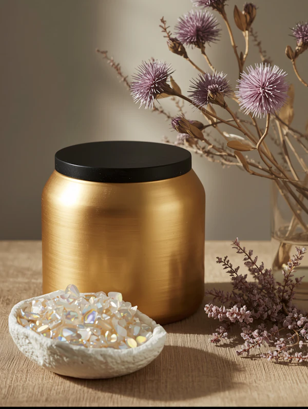 Golden Jar and Flowers