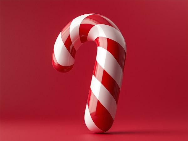 Candy Cane on Red Background