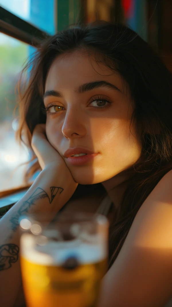 Intimate Portrait of a Young Woman with Tattoos