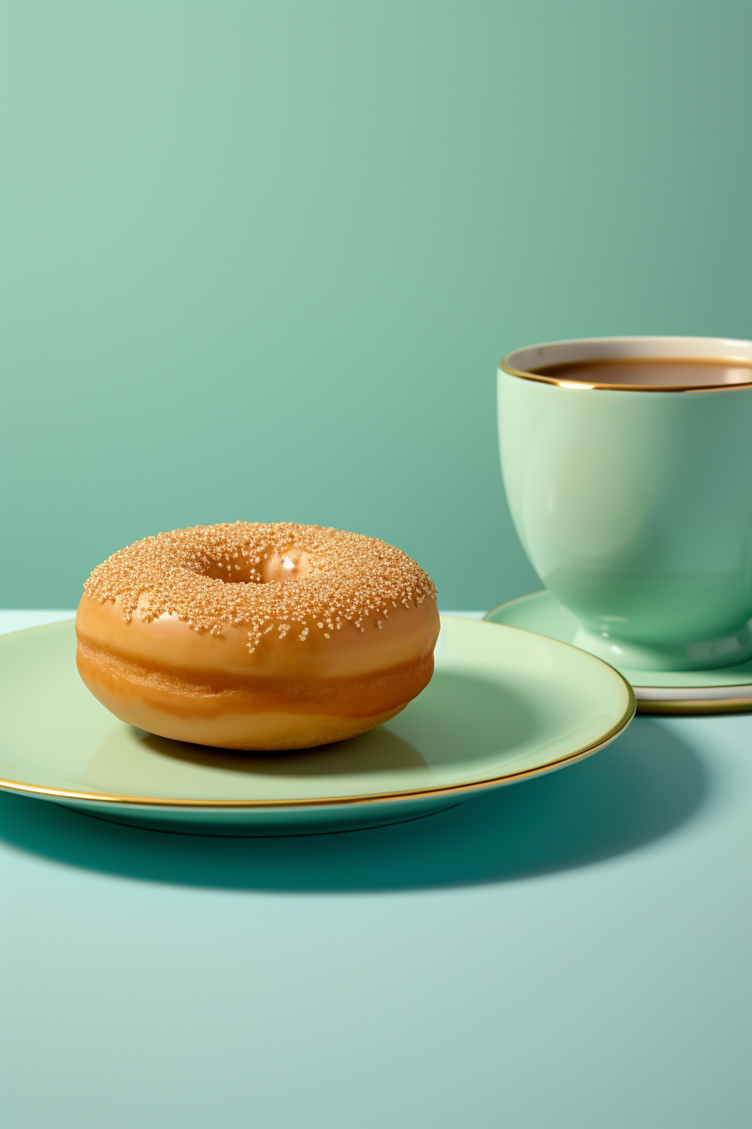 Elegant Breakfast Bagel with Sesame Seeds and Warm Beverage