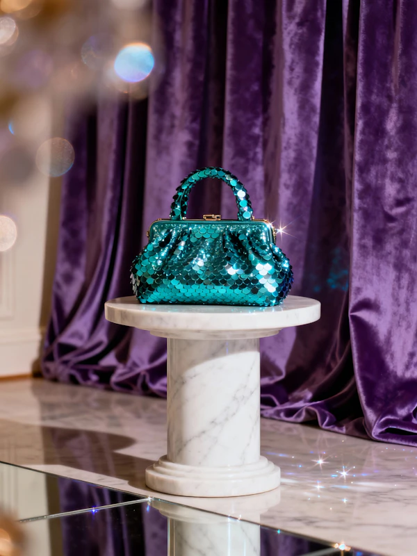 Teal Sequin Handbag
