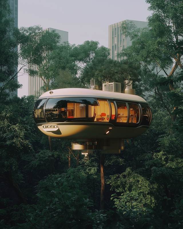 Futuristic Pod in Urban Jungle