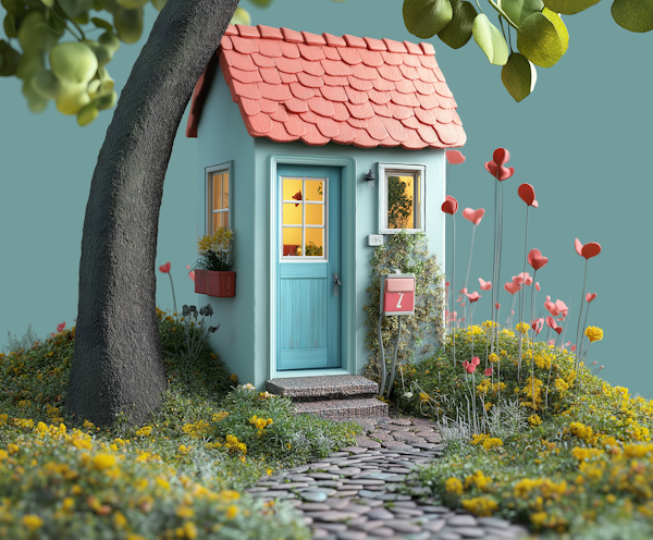 Whimsical House with Colorful Garden