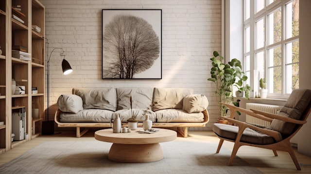 Modern Minimalist Living Room with Nature-Inspired Decor