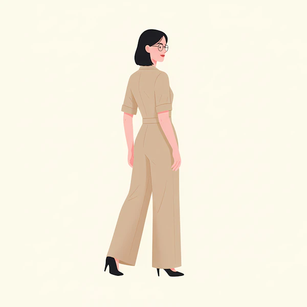 Woman in Beige Jumpsuit